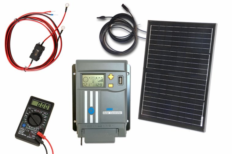 Grundpakke 12V m/60Wp & 10A MPPT lader m/display