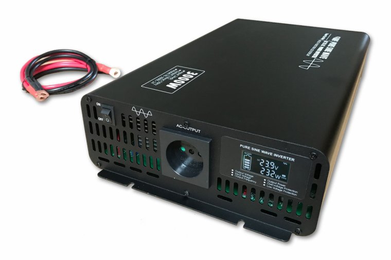3000W 24V->230V Inverter m/Display - ren sinus
