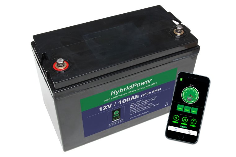 12V 100Ah (200A BMS) LiFePO4 batteri m/APP overvågning