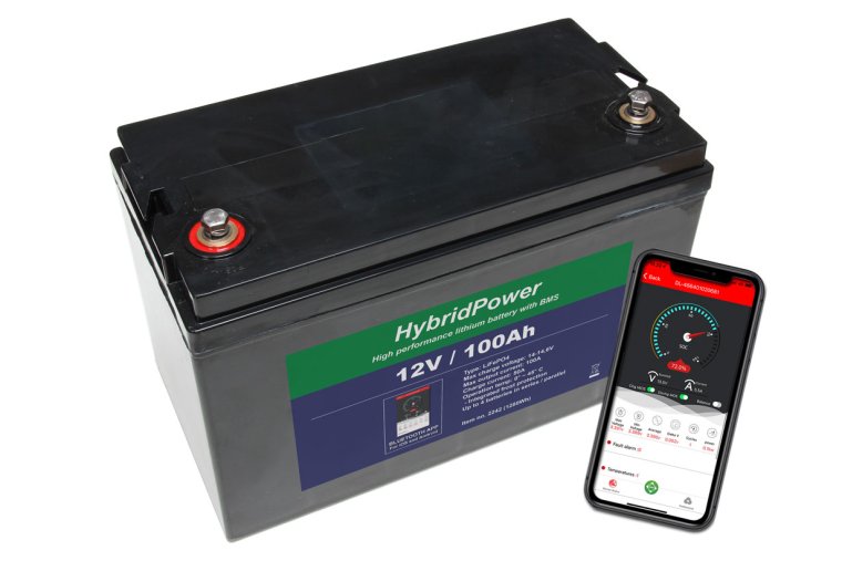 12V 100Ah (100A BMS) LiFePO4 batteri m/APP overvågning