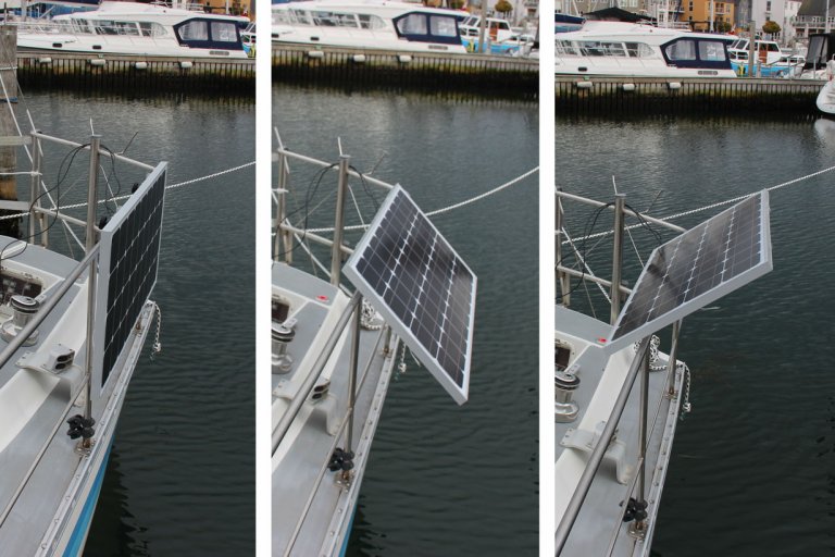 Solcellebeslag til båd, 25mm ræling, vippe & skyde