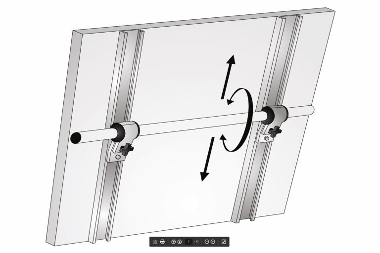 Solcellebeslag til båd, 25mm ræling, vippe & skyde